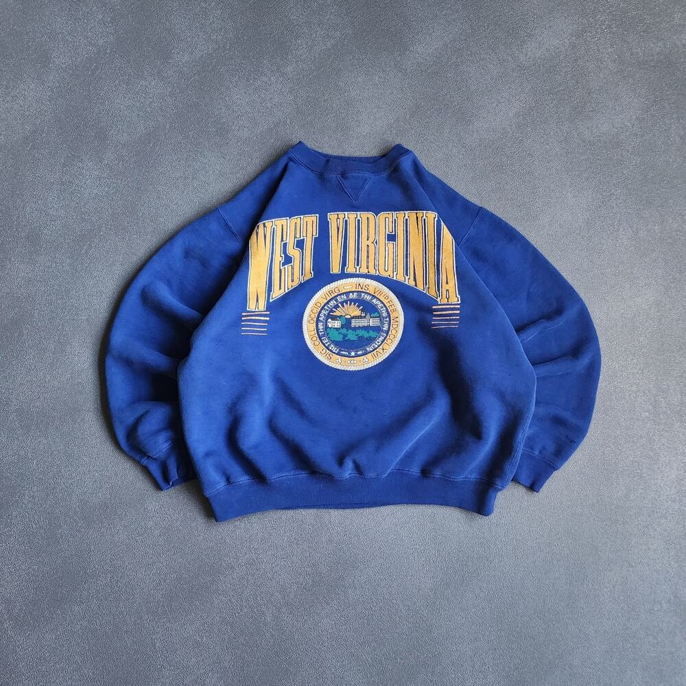 Vintage West Virginia Mountaineer Galt Sand Blue Sweatshirt Large